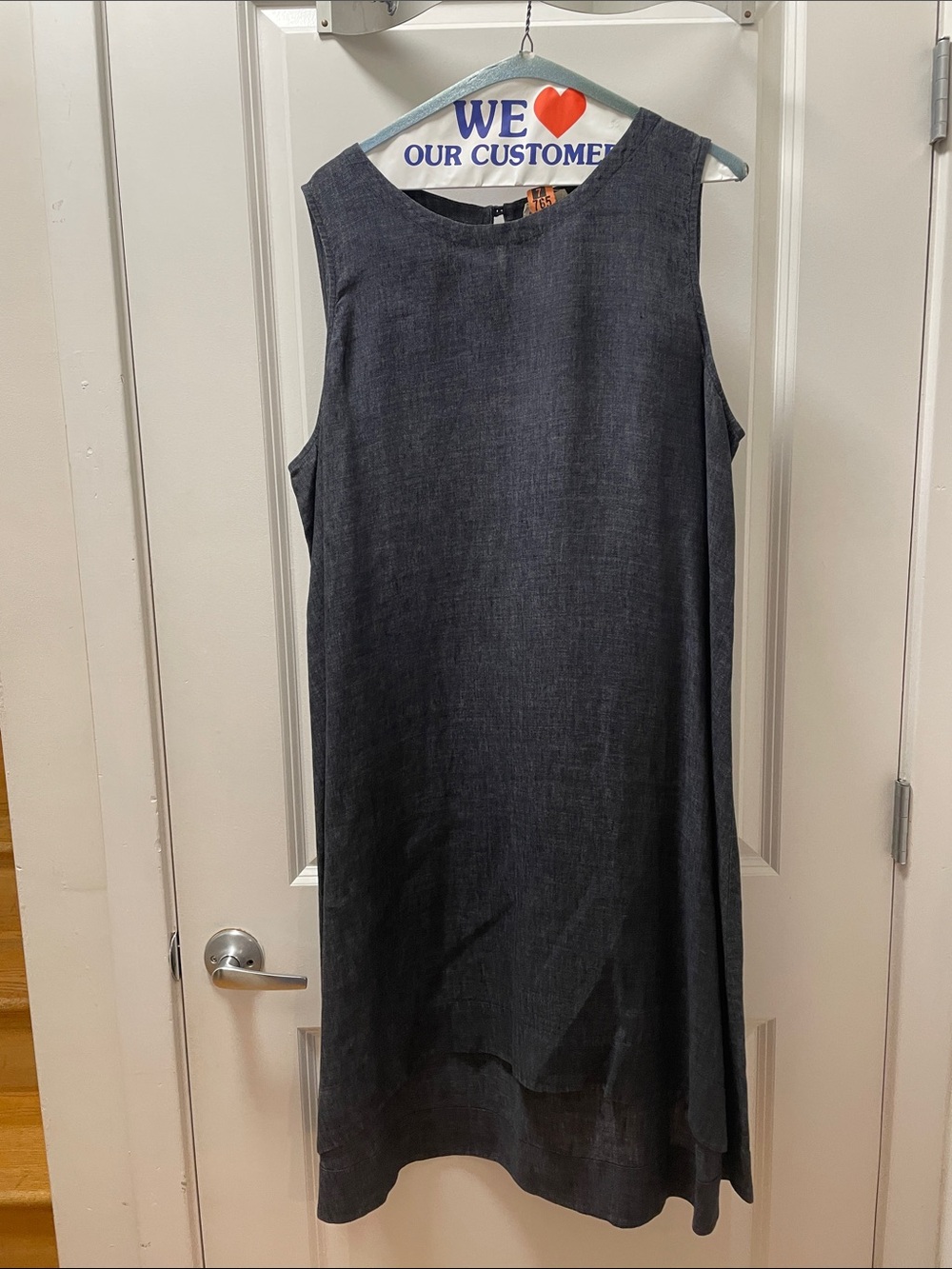 Eileen Fisher Sleeveless Linen Shift Dress in Navy